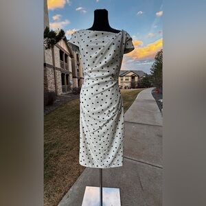 Adrianna Papell Black and White Polka Dot Midi Dress